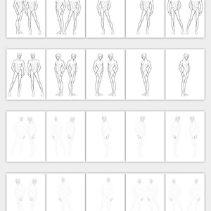 Downloadable printable male figure template for fashion drawing Use as a fashion croquis to create original fashion illustration or sketch image 3