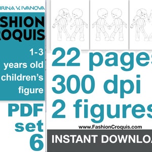 Downloadable printable figure template for fashion design drawing. Use as a fashion croquis to create original fashion illustration. image 6