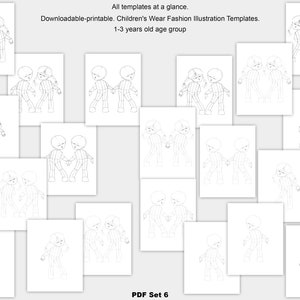 Downloadable printable figure template for fashion design drawing. Use as a fashion croquis to create original fashion illustration. image 2