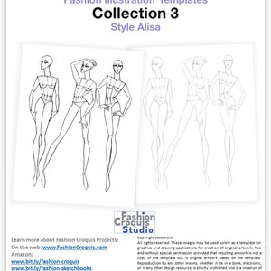 9 Heads simplifies fashion drawing figures for fashion illustration with all technical lines placed for accurate clothing design illustration and with stylized faces. Download, print, and sketch clothing design over the figure, or use on the computer