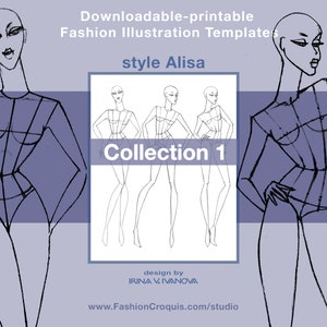 Women&#39;s fashion drawing templates for fashion designers. 9 heads. Collection 1.