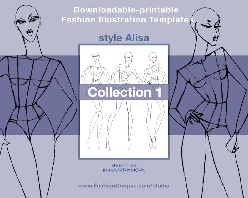 Women's fashion drawing templates for fashion designers. 9 heads. Collection 1. image 1