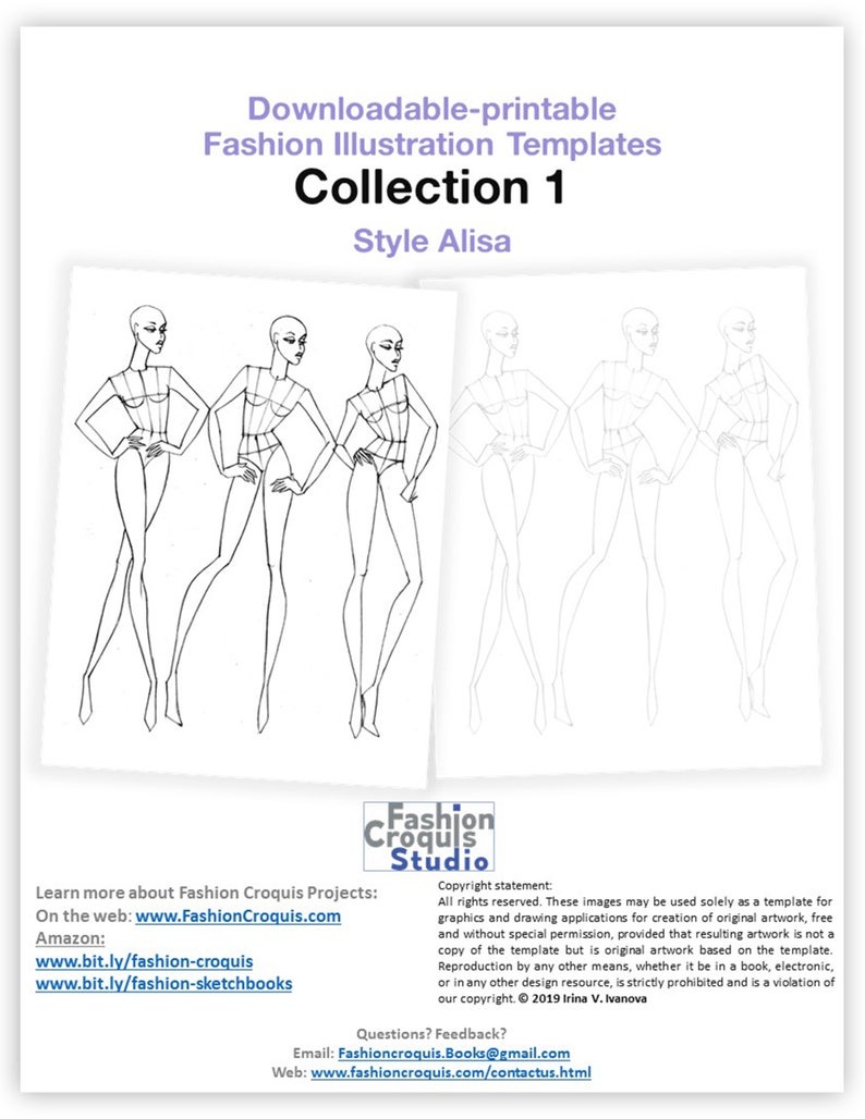 Women's fashion drawing templates for fashion designers. 9 heads. Collection 1. image 5