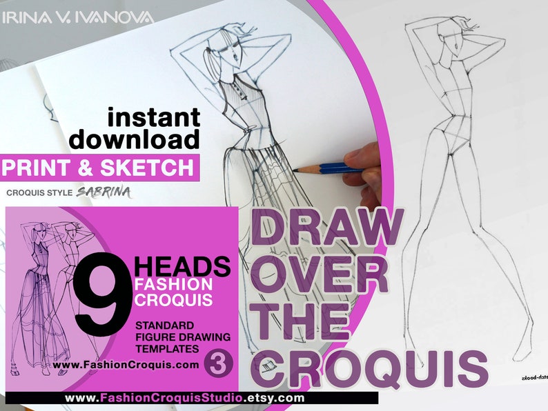 Simple Croqi Downloadable Printable Croquis for Fashion Illustration: 9-head Fashion ...