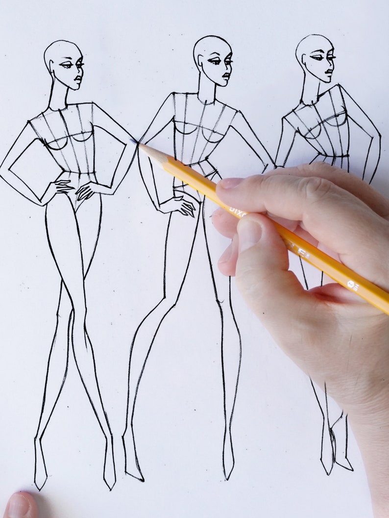 Women's fashion drawing templates for fashion designers. 9 heads. Collection 1. image 6