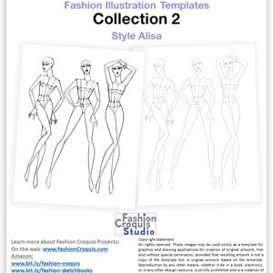 Women's fashion drawing templates for fashion designers. 9 heads. Collection 2. image 3