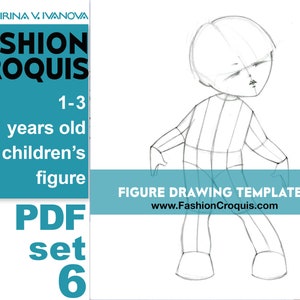 Downloadable printable figure template for fashion design drawing. Use as a fashion croquis to create original fashion illustration. image 5