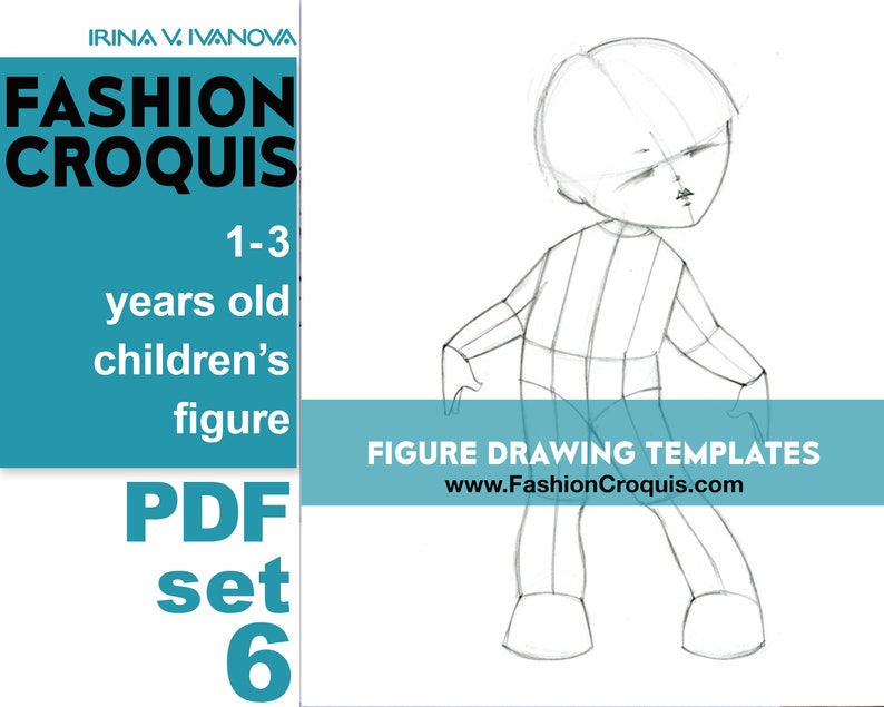 Downloadable printable figure template for fashion design drawing. Use as a fashion croquis to create original fashion illustration. image 5