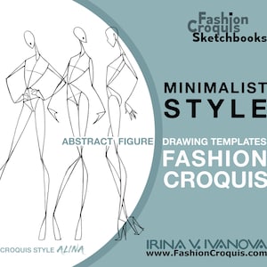 Minimalist downloadable printable croquis for fashion illustration:  women&#39;s clothing design fashion figure drawing templates (PDF)