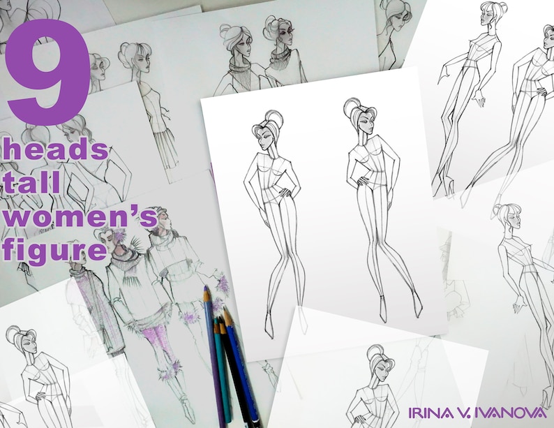 Downloadable printable figure template for fashion design drawing. Use as a fashion croquis to create original fashion illustration. image 3