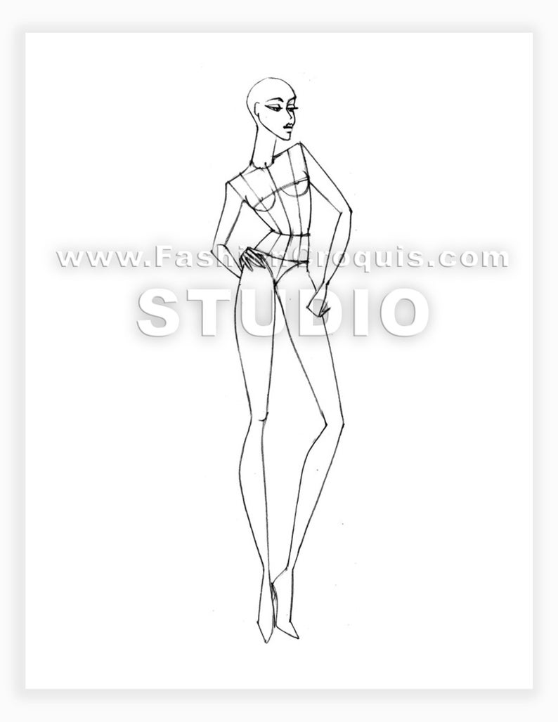 Women's fashion drawing templates for fashion designers. 9 heads. Collection 1. image 4