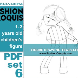 Downloadable printable figure template for fashion design drawing. Use as a fashion croquis to create original fashion illustration. image 4