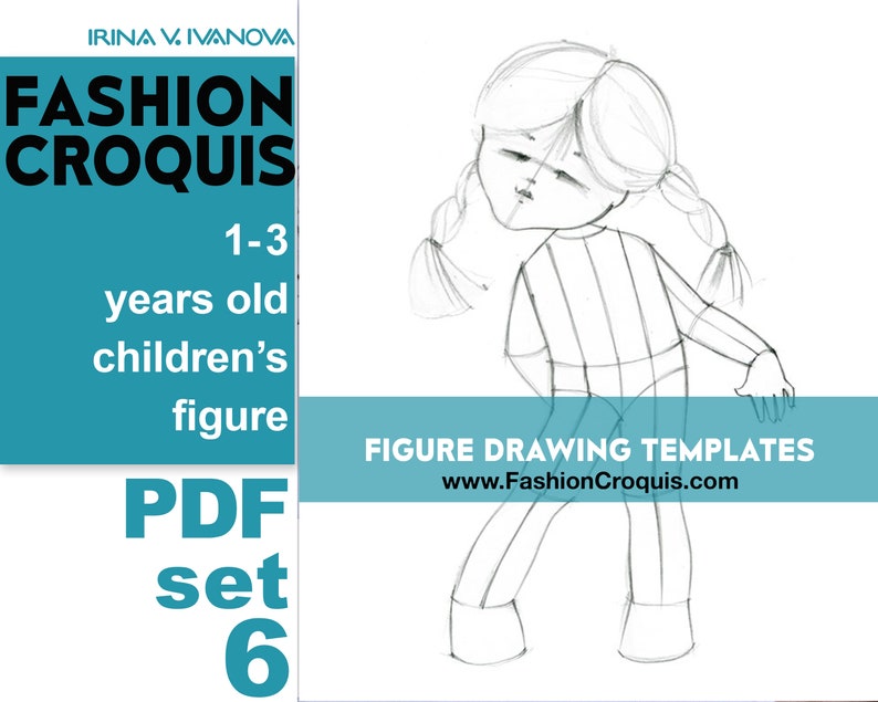 Downloadable printable figure template for fashion design drawing. Use as a fashion croquis to create original fashion illustration. image 4
