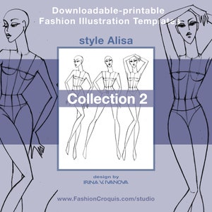 Women's fashion drawing templates for fashion designers. 9 heads. Collection 2.