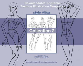 Women's fashion drawing templates for fashion designers. 9 heads. Collection 2.