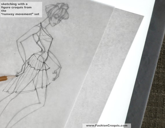 Fashion design sketchbook. Runway movement
