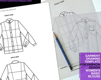 Fashion technical drawing garment templates for clothing designers.