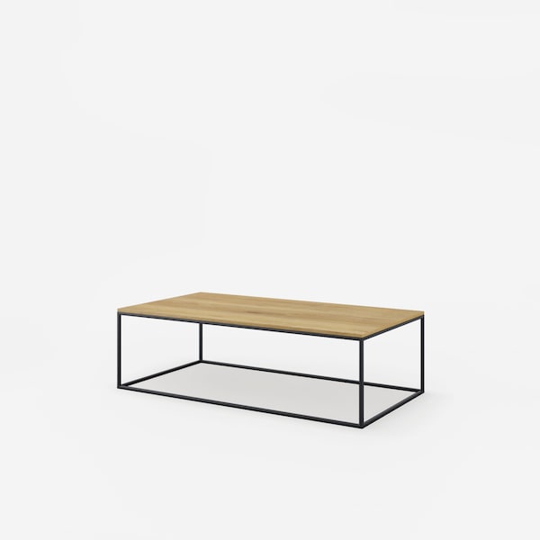 Tavolino da caffe con piano in legno  |  Tavolo in ferro e legno