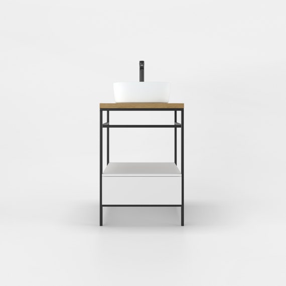 Metal Bathroom With Wooden Top Etsy