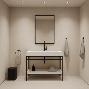 Floor standing bathroom cabinet with iron structure