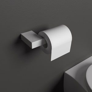 White metal toilet paper holder // Modern toilet paper holder // Bathroom accessory with minimalist design in white color