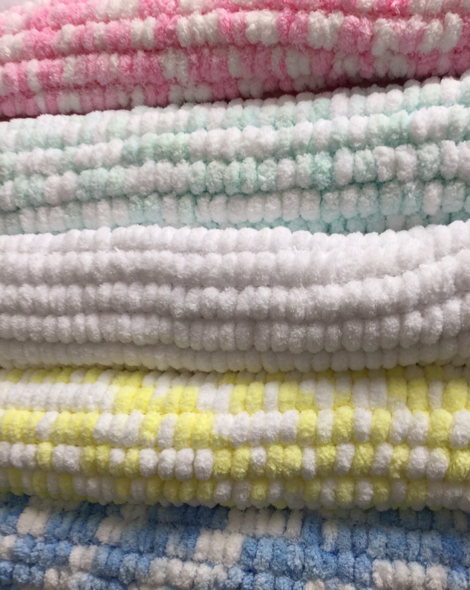 Soft Knitted Pom Pom Wool Baby Blanket Etsy UK