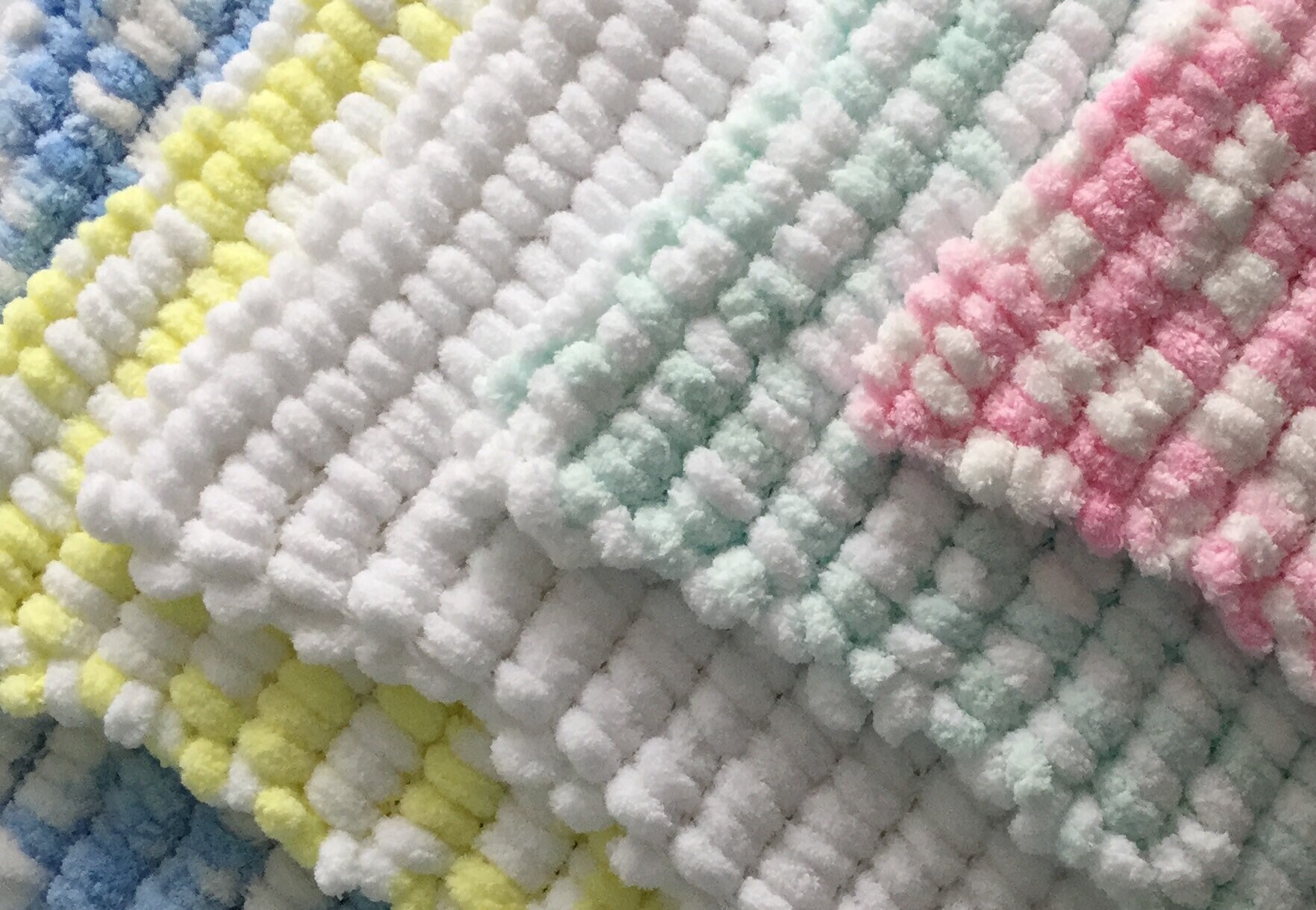 Soft Knitted Pom Pom Wool Baby Blanket Etsy