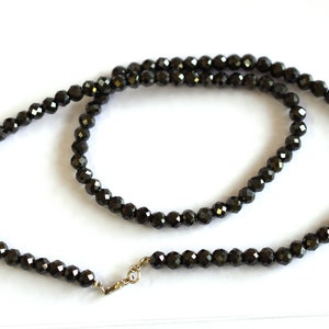 4 mm Black Natural Diamond  Beads Necklace Inches Beautiful  Excellent Shine Cut Handmade Jewelery