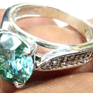 2.50 Ct Blue Diamond Ring Round  Cut Engagement Ring Great Luster & Shine Size