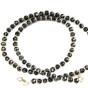 Collana con diamanti neri da 4 mm: taglio rotondo, argento sterling da 26&quot;