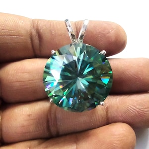 40 Cts Blue Diamond Pendant Round  Cut Valentine Special Pendant Great Luster & Shine Offer