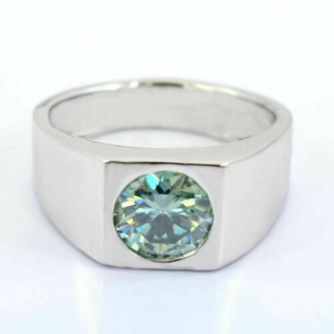 Anello Uomo Argento 925 – Diamanti Simulati 2 Carati, Tondo, Taglie 8-13, MJZ039