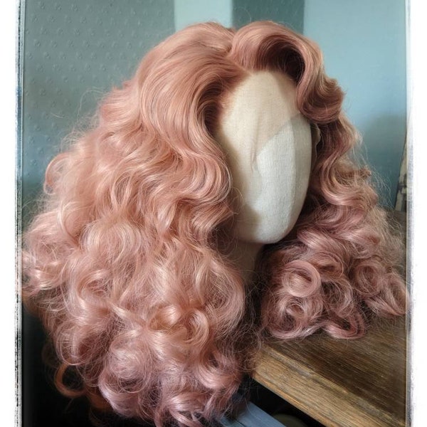 Retro Inspired Pink Wig, with Lace Front