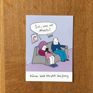 Cartoon Postkarte "Siri, was ist Abseits?"