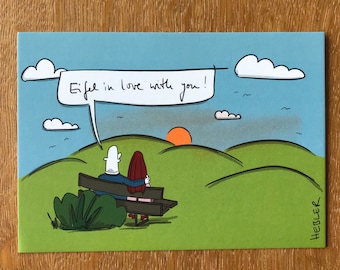 Cartoon Postcard "Eifel in Love"