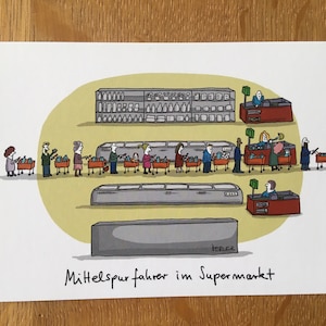 Carte postale de dessin animé « Middle Lane Driver »