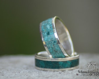 Silver ring with mosaic stones