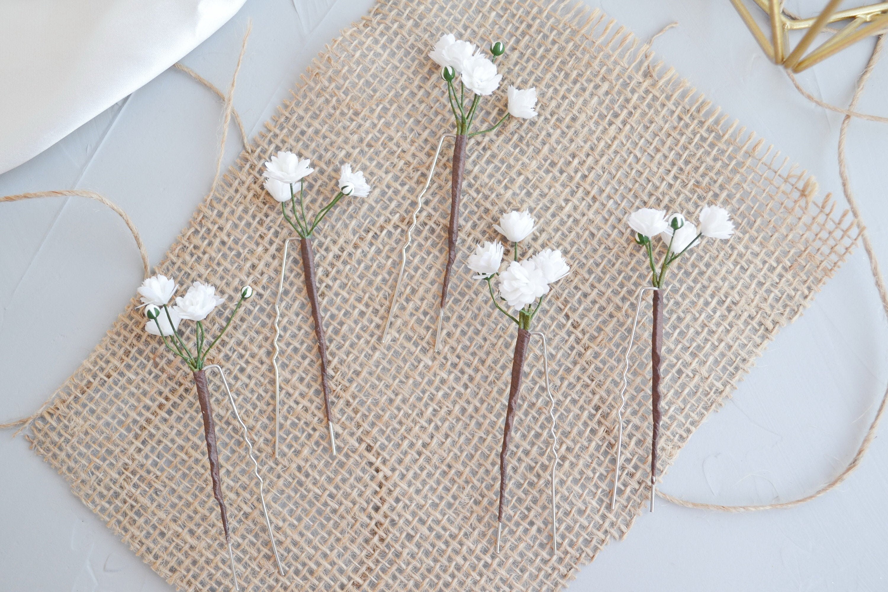Flower hair pins for babys breath wedding Babys breath hair Etsy