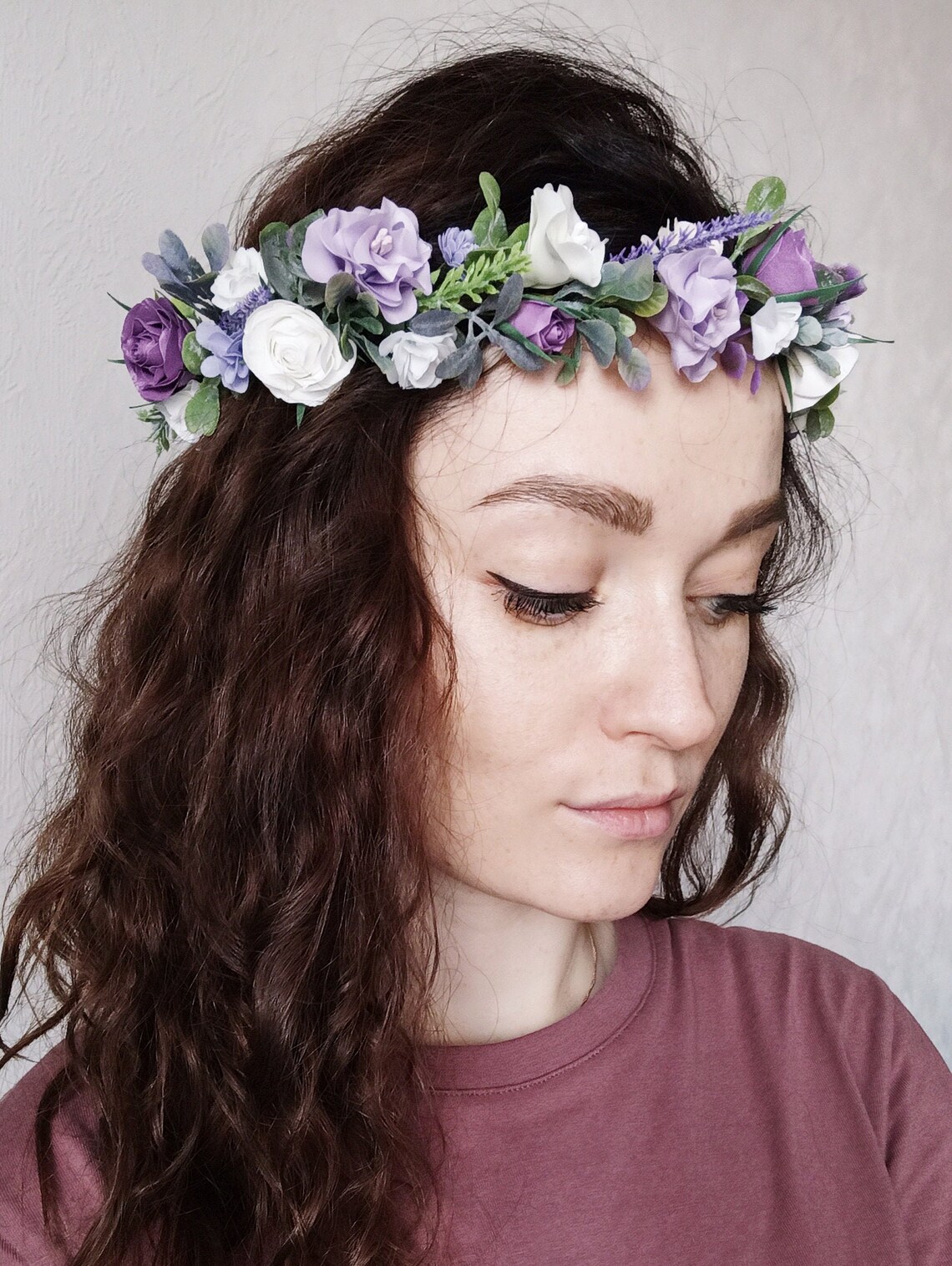 Lavender wedding flower crown for women Lilac bridal flower Etsy