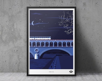 Poster A3 / Paris XII - Aerial metro Quai de la Gare