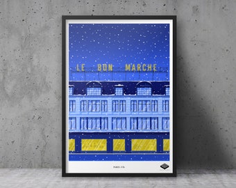 Poster A3 / Paris VII - Le Bon Marché Noël
