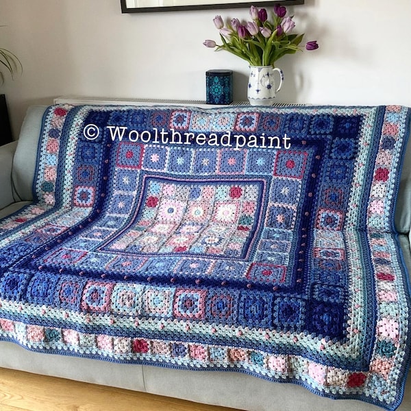 Blue Crochet Blanket Etsy