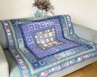 Wzór na szydełkowy koc MUTED BLUES