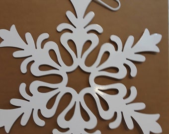 Powder-coated White Snowflake or Snowman Hanging Silhouettes Made in USA