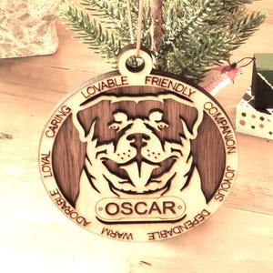 Custom Dog Ornament – Personalized Pet Name & Breed – Laser Cut Wood Holiday Ornament – Dog Lover Gift – Christmas Tree Decor