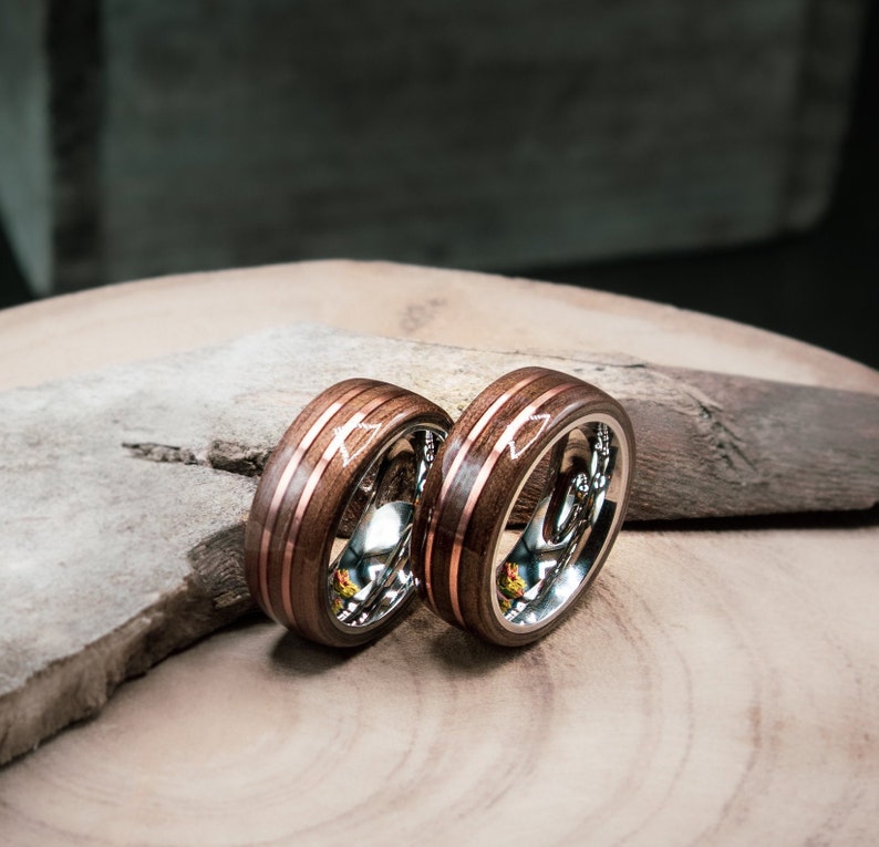 Paare Ring Set seine und ihre Ringe 5. Jahrestag rustikale | Etsy