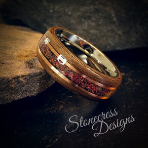 Mens Wedding Band, Red Bloodstone, Engagement Ring, or Alternative Wedding Ring for Men and Women