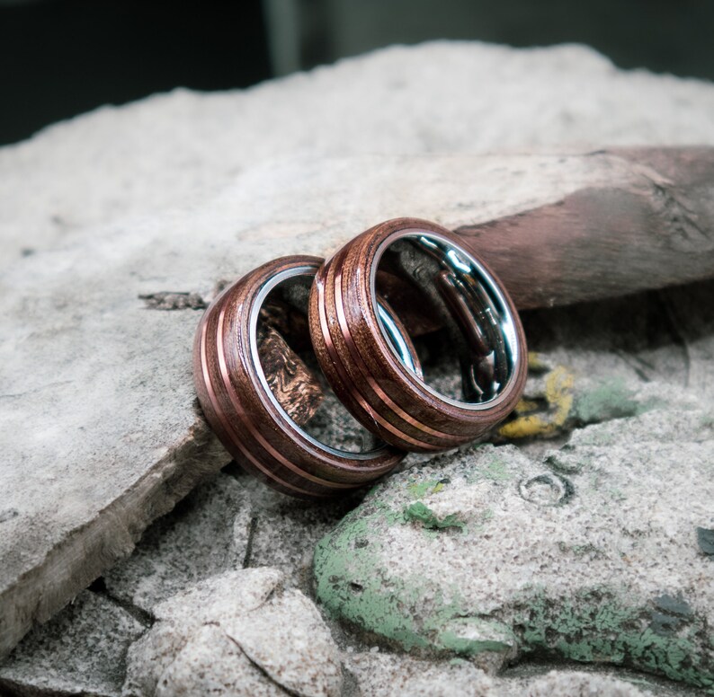 Paare Ring Set seine und ihre Ringe 5. Jahrestag rustikale | Etsy