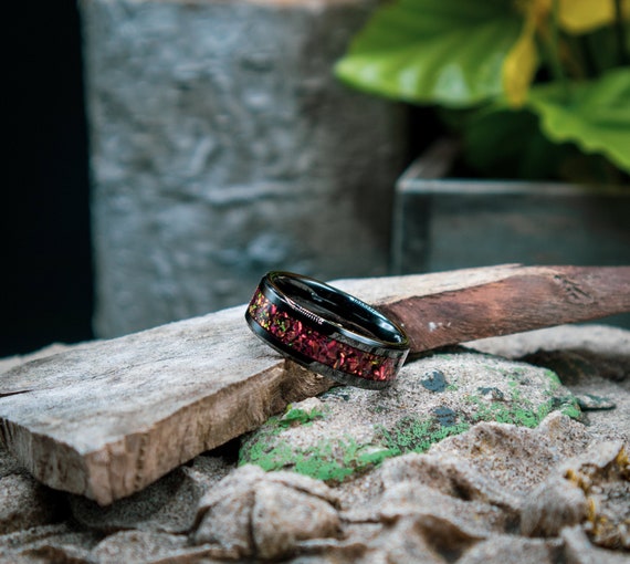 Blood Opal Ring Mens Wedding Band Etsy
