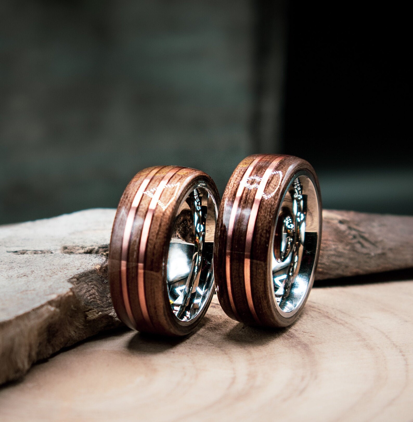 Paare Ring Set seine und ihre Ringe 5. Jahrestag rustikale | Etsy